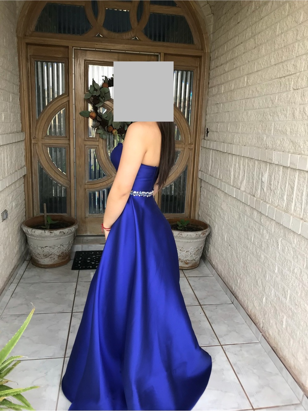Elegant Strapless Royal Blue Prom Dress with Jeweled Waist